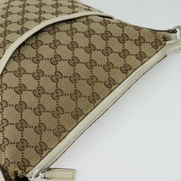GUCCI GG Canvas Shoulder Bag Beige Silver 145857 Auth th6308
