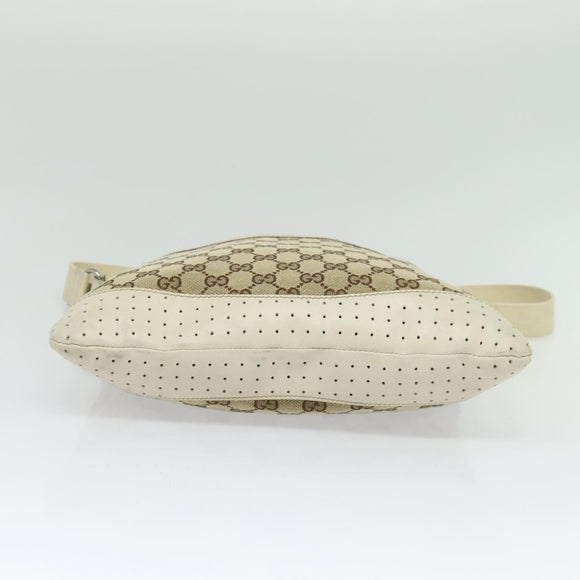 GUCCI GG Canvas Shoulder Bag Beige Silver 145857 Auth th6308