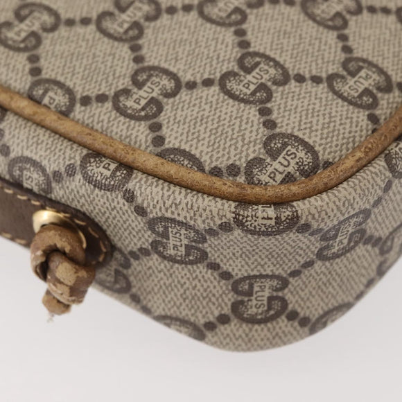 GUCCI GG Plus Supreme Shoulder Bag PVC Leather Beige Gold Auth th6320