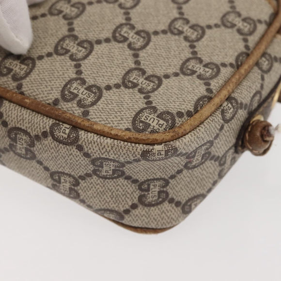 GUCCI GG Plus Supreme Shoulder Bag PVC Leather Beige Gold Auth th6320