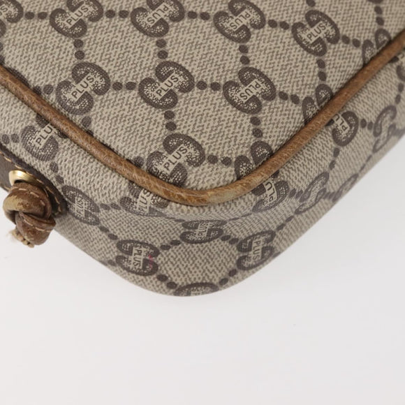 GUCCI GG Plus Supreme Shoulder Bag PVC Leather Beige Gold Auth th6320