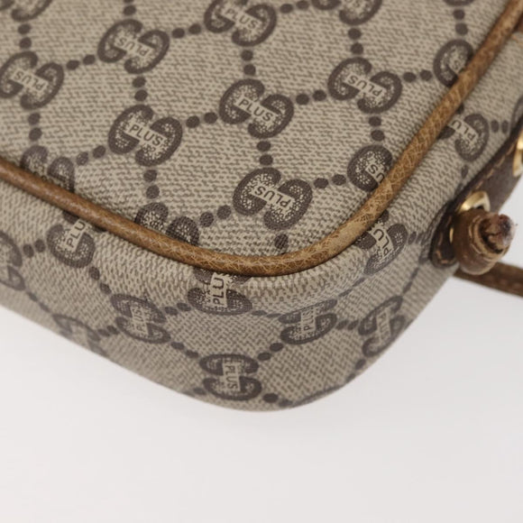 GUCCI GG Plus Supreme Shoulder Bag PVC Leather Beige Gold Auth th6320