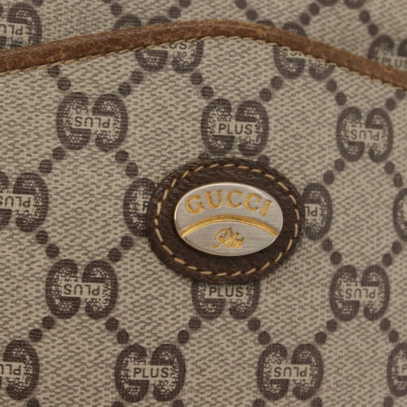 GUCCI GG Plus Supreme Shoulder Bag PVC Leather Beige Gold Auth th6320