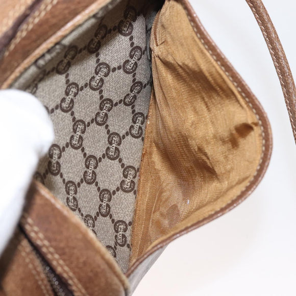 GUCCI GG Plus Supreme Shoulder Bag PVC Leather Beige Gold Auth th6320