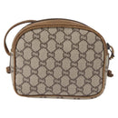 GUCCI GG Plus Supreme Shoulder Bag PVC Leather Beige Gold Auth th6320-3