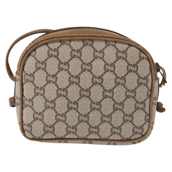 GUCCI GG Plus Supreme Shoulder Bag PVC Leather Beige Gold Auth th6320