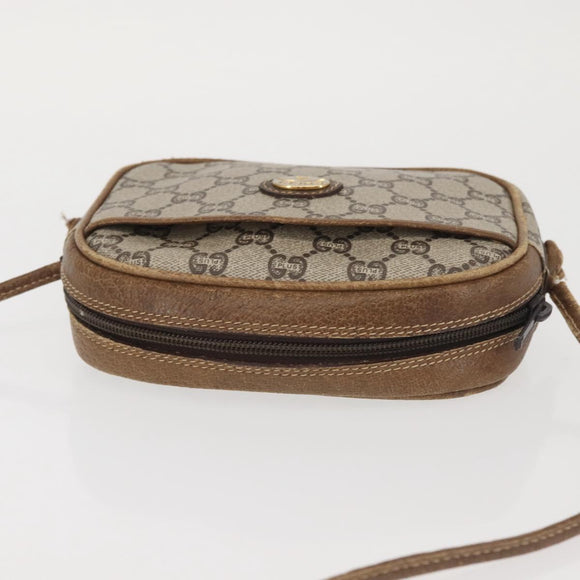 GUCCI GG Plus Supreme Shoulder Bag PVC Leather Beige Gold Auth th6320