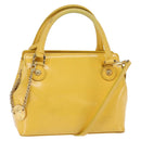 Gianni Versace Hand Bag Leather 2way Yellow Gold Auth th6323-1