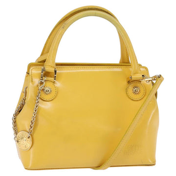 Gianni Versace Hand Bag Leather 2way Yellow Gold Auth th6323