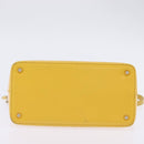 Gianni Versace Hand Bag Leather 2way Yellow Gold Auth th6323-5