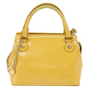 Gianni Versace Hand Bag Leather 2way Yellow Gold Auth th6323-13