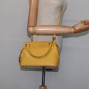 Gianni Versace Hand Bag Leather 2way Yellow Gold Auth th6323-23