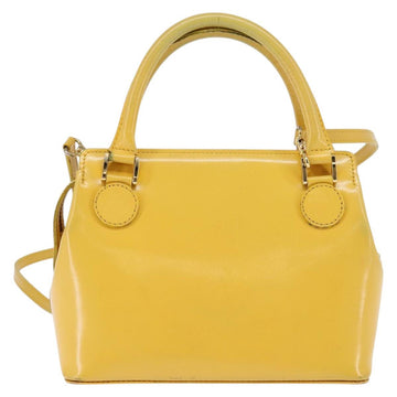 Gianni Versace Hand Bag Leather 2way Yellow Gold Auth th6323 - 0