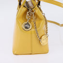 Gianni Versace Hand Bag Leather 2way Yellow Gold Auth th6323-3