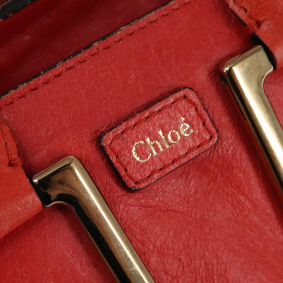 Chloe Etel Hand Bag Leather 2way Red Gold Auth th6324