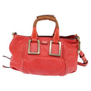 Chloe Etel Hand Bag Leather 2way Red Gold Auth th6324-2