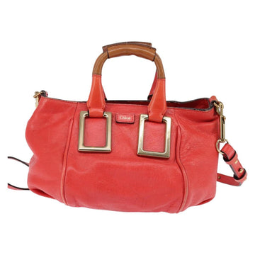 Chloe Etel Hand Bag Leather 2way Red Gold Auth th6324 - 0
