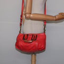 Chloe Etel Hand Bag Leather 2way Red Gold Auth th6324-23