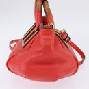 Chloe Etel Hand Bag Leather 2way Red Gold Auth th6324-4