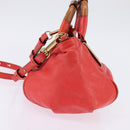 Chloe Etel Hand Bag Leather 2way Red Gold Auth th6324-5