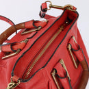 Chloe Etel Hand Bag Leather 2way Red Gold Auth th6324-6