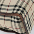 BURBERRY Nova Check Hand Bag Canvas Beige Silver Auth th6326-14