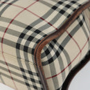BURBERRY Nova Check Hand Bag Canvas Beige Silver Auth th6326-15