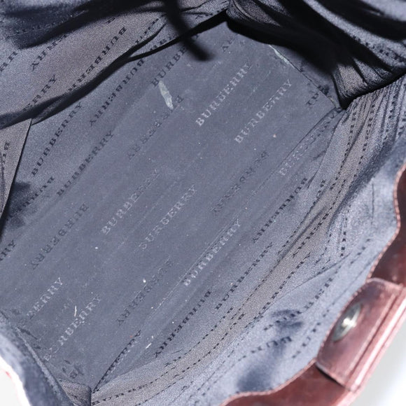 BURBERRY Nova Check Hand Bag Canvas Beige Silver Auth th6326