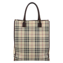 BURBERRY Nova Check Hand Bag Canvas Beige Silver Auth th6326-2