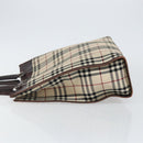 BURBERRY Nova Check Hand Bag Canvas Beige Silver Auth th6326-4