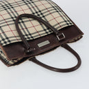 BURBERRY Nova Check Hand Bag Canvas Beige Silver Auth th6326-6