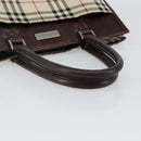 BURBERRY Nova Check Hand Bag Canvas Beige Silver Auth th6326-7