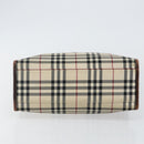 BURBERRY Nova Check Hand Bag Canvas Beige Silver Auth th6326-5