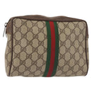 GUCCI GG Supreme Web Sherry Line Clutch Bag PVC Beige 156 01 012 Auth th6330-1
