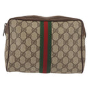 GUCCI GG Supreme Web Sherry Line Clutch Bag PVC Beige 156 01 012 Auth th6330-13