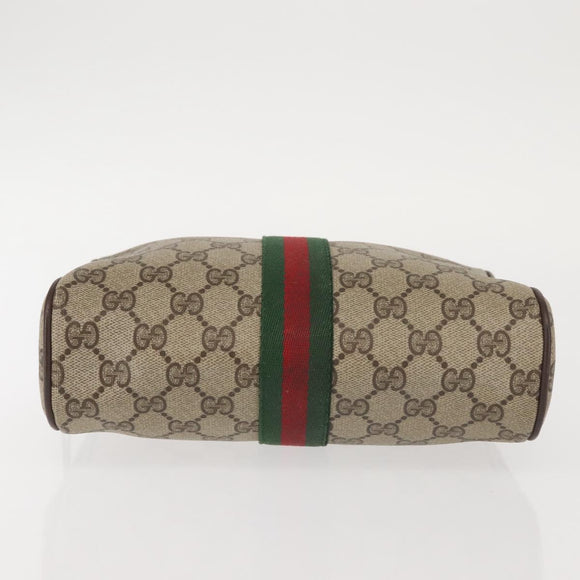 GUCCI GG Supreme Web Sherry Line Clutch Bag PVC Beige 156 01 012 Auth th6330