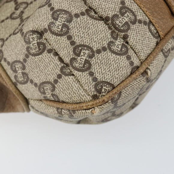 GUCCI GG Plus Supreme Shoulder Bag PVC Leather Beige Gold Auth th6331