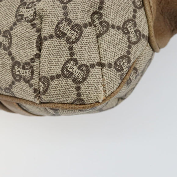 GUCCI GG Plus Supreme Shoulder Bag PVC Leather Beige Gold Auth th6331