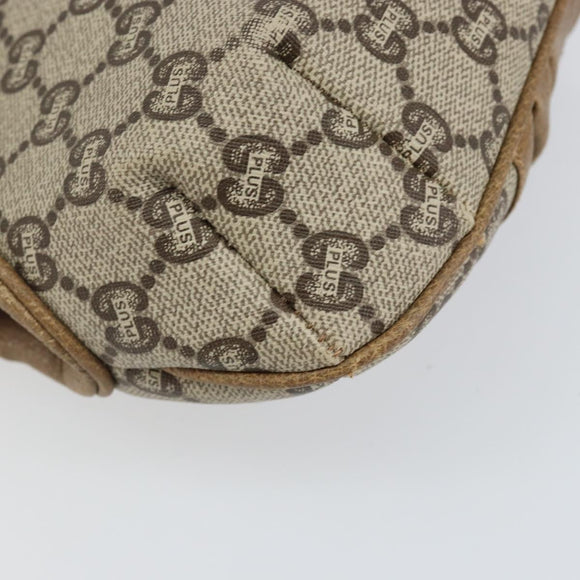 GUCCI GG Plus Supreme Shoulder Bag PVC Leather Beige Gold Auth th6331