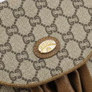 GUCCI GG Plus Supreme Shoulder Bag PVC Leather Beige Gold Auth th6331-17