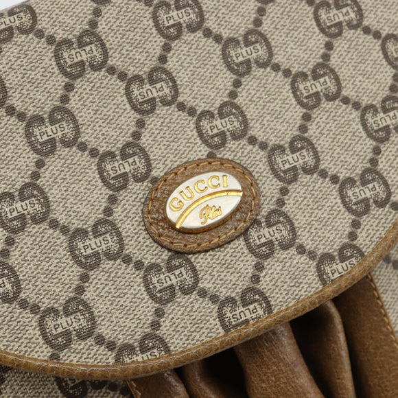 GUCCI GG Plus Supreme Shoulder Bag PVC Leather Beige Gold Auth th6331