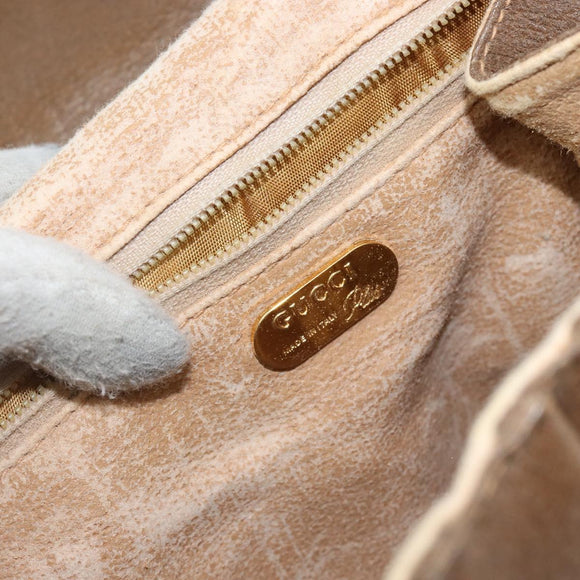 GUCCI GG Plus Supreme Shoulder Bag PVC Leather Beige Gold Auth th6331