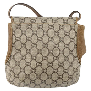 GUCCI GG Plus Supreme Shoulder Bag PVC Leather Beige Gold Auth th6331 - 0