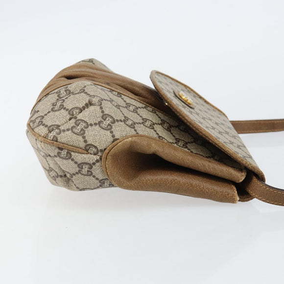 GUCCI GG Plus Supreme Shoulder Bag PVC Leather Beige Gold Auth th6331