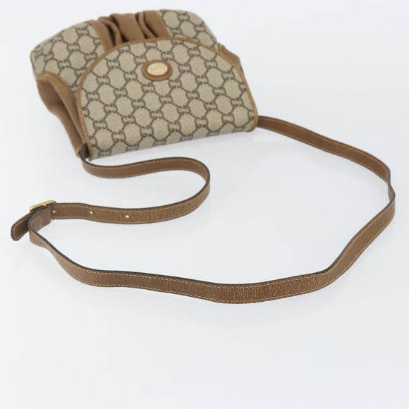 GUCCI GG Plus Supreme Shoulder Bag PVC Leather Beige Gold Auth th6331