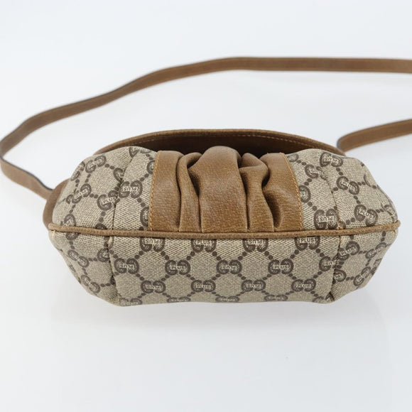 GUCCI GG Plus Supreme Shoulder Bag PVC Leather Beige Gold Auth th6331