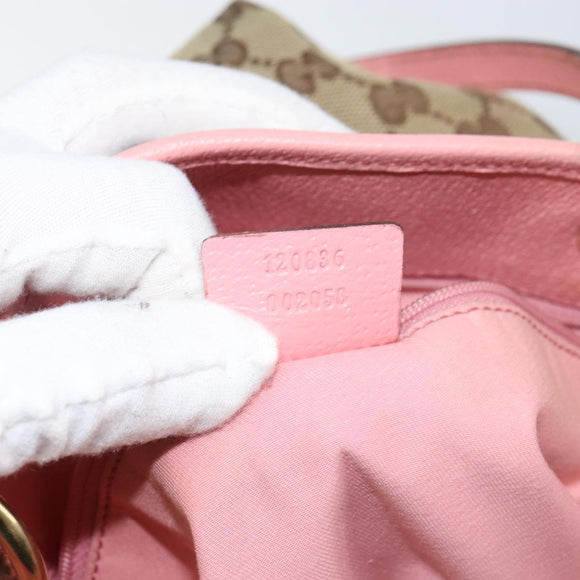 GUCCI GG Canvas Tote Bag Beige Gold 120836 Auth th6332