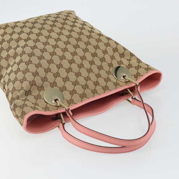 GUCCI GG Canvas Tote Bag Beige Gold 120836 Auth th6332