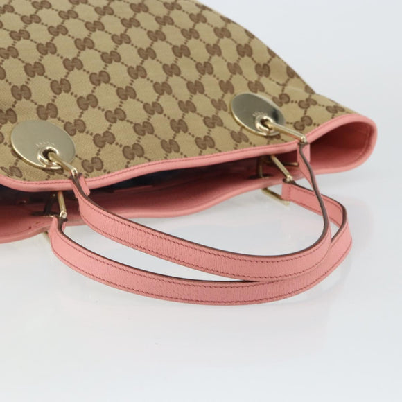 GUCCI GG Canvas Tote Bag Beige Gold 120836 Auth th6332