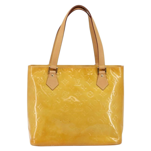 LOUIS VUITTON Monogram Vernis Houston Hand Bag Beige M91004 LV Auth th6347
